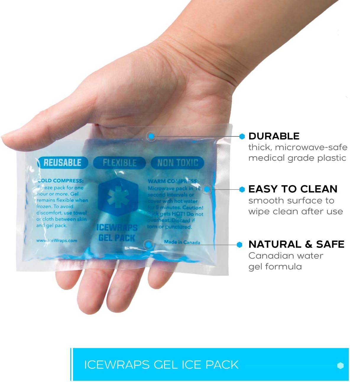 ICEWRAPS 3x5 Gel Ice Pack Reusable Small Hot Cold Ice Packs for Overheating, Injuries, Pain Relief First Aid (6 Pack): Health & Personal Care