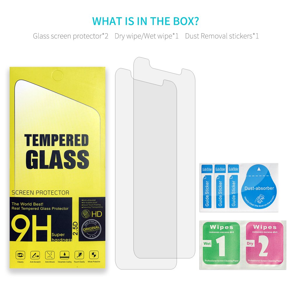 [2 PACK] Roadwi iPhone X Screen Protector Tempered Glass for Apple iPhone X / 10[5.8 Inch], [Scratch Resistant] Touch Accurate][Impact Absorb] [Easy Install]