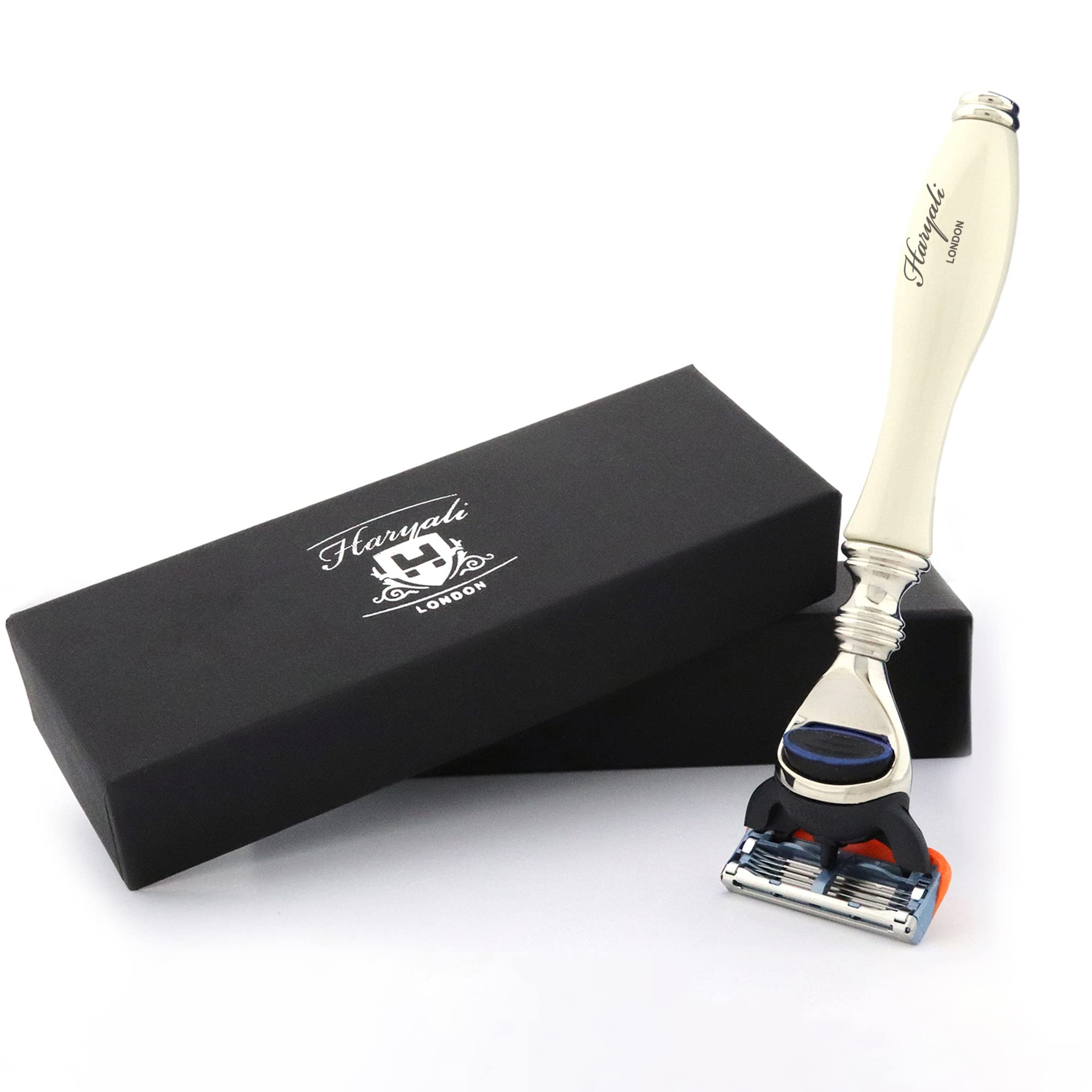 Haryali London Shaving Razor - 5 Shaving Blade Shaving Razor, 5 Edge Shaving Razor - elegant design Shaving Razor for Men and Women - Razor in Ivory Color