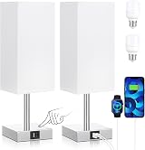 Aooshine Bedside Lamps Set of 2 with USB-C and USB-A Ports, 3-Way Dimmable view 8