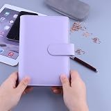 HAUTOCO PU Leather A6 Budget Binder Cover 6 Ring Notebook Purple view 4