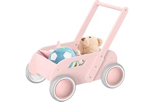 2025 HOMEKOL Wooden Baby Walker,Baby Push Walker, Adjustable Speed Baby Walker for Boys and Girls, Baby Activity Center, Gift for Birthday, Christmas and New Year Nature Pink