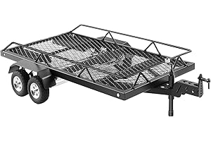 GIXCEL RC Trailer for Hauling Behind RC Car, Metal Flatbed Trailer with Hook Hitch for 1/18 1/24 RC Crawler TRX4M FCX18 Ascent-18 SCX24 FCX24