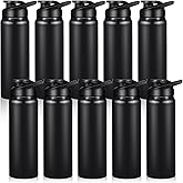 Chengu 10 Pcs 25oz Reusable Aluminum Water Bottle Bulk Lightweight Outdoor Sports Water Bottles Easy Carry Leak Proof for Travel Gym Camping Hiking Fishing, Snap Lid (Black)