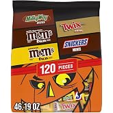 M&amp;M'S, SNICKERS, TWIX &amp; MILKY WAY Milk Chocolate Halloween Candy Bag Variety Pack, Assorted Chocolate Candy for Halloween Party Favors, Trick or Treating and More, 120 Ct Bag