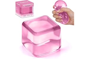 Oversized Dense Gel Stress Cube (2.55") - Anxiety Relief Fidget Toy - Larger, Firmer, Slow-Rise - Dual-Reinforced Leak-Proof 
