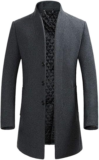 Amazon Innobase メンズコート ダスターコート オーバーコート チェスターコート ロングアウター 防寒 ウール混紡 美シルエット 立襟チャコール L コート ジャケット 通販