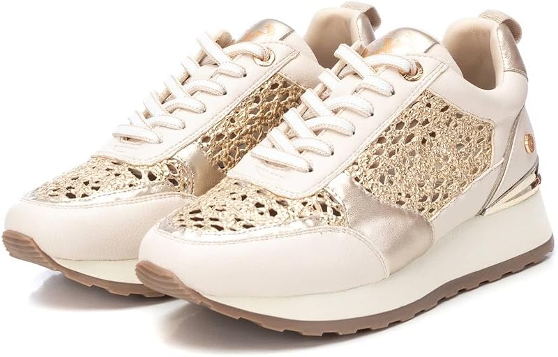 - Ténis femininos bege - calçado confortável e versátil - Moda casual - Modelo 14377701 (Tamanho: 38)