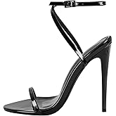 onlymakerheels Strappy High Stiletto Heels, Ankle Strap Buckle Heeled Womens Sandals, Sexy Comfort Open Round Toe Heels for Daily Party Dress