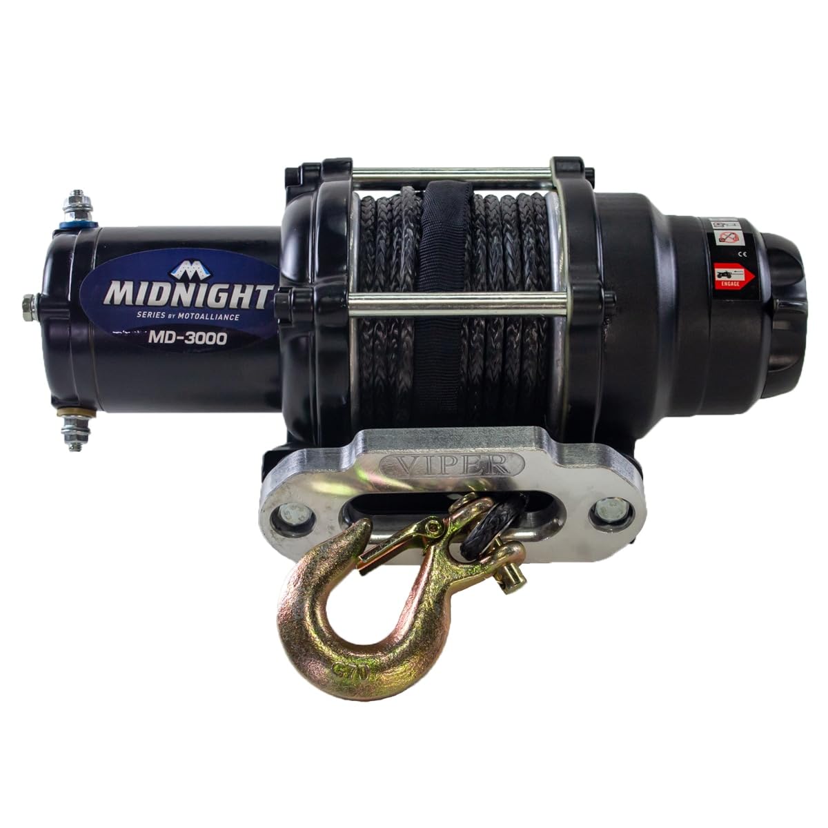 VIPER MIDNIGHT 3000lb ATV/UTV Wireless Winch with 50' of Black Synthetic Winch Rope. Waterproof and Designed in the USA by Motoalliance.® Image
