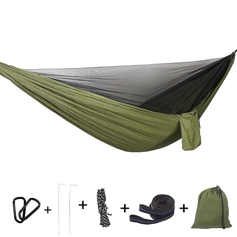 Bwiv Hängematte Outdoor Moskitonetz Ultraleicht 290x140cm Tragbar Hammock Schnell Trocknend Fallschirm Nylon Tragkraft 300KG 