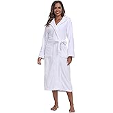 Super Shopping-zone Women's Plush Hooded Bathrobe Winter Warm Robes Soft Fleece Long Robe Luxury Dressing Gown