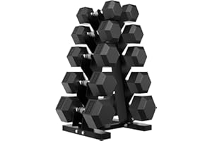 HANDBODE Hex Weights Dumbbells Set with Rack, 100-550 lb Rubber Coated Dumbbell Sets with Storage, Free Hand Weight for Strength Training, Exercise, Fitness, Home, Gym, Heavy Duty