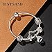 TINYSAND Princess 925 Sterling Silver Princess Crown Charm Pendant with Clear CZ Stones, Dangling Bead for Charms Bracelet