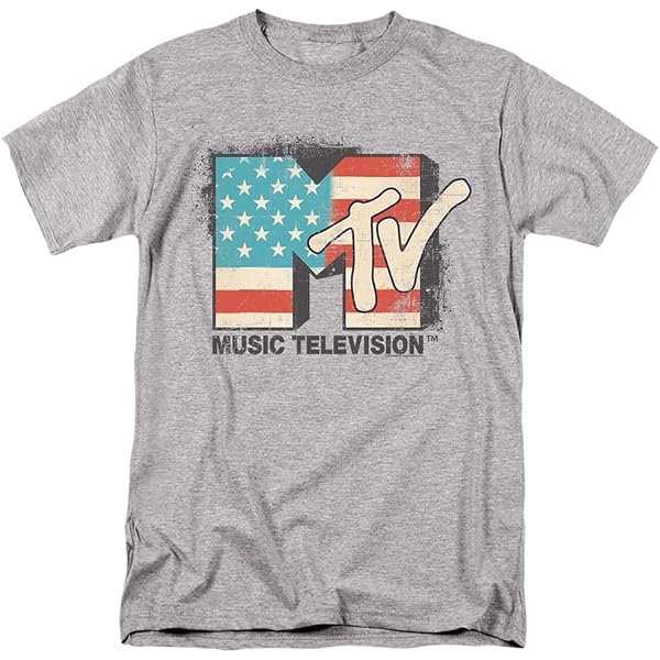 Maglietta Ufficiale MTV Con Bandiera USA Distressed - Taglie Forti Fino A 5XL - Nuova Con Etichette
