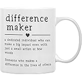 QASHWEY Difference Maker Definition Coffee Mugs - Mentor & Teacher Appreciation Gift, Best Friend Gift - Inspirational Affirmation Mugs, Double Side Printed Ceramic 11 Ounce