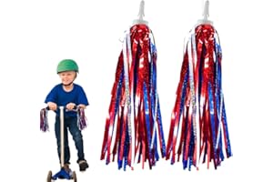 1Pair Kids Bicycle Tassel Ribbon Streamers,Colorful Pom-pom Pair for Scooter & Bike Handlebars, Sparkle Grips Accessory Set