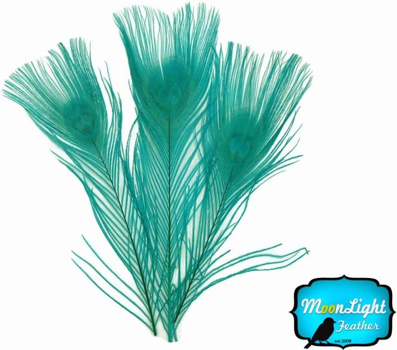 Peacock Feathers ; Green Feathers ; Bleached 5 Pieces Per