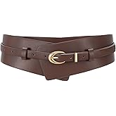 WHIPPY Women Wide Leather Belt Fashion Ladies Dress Belt 2-in-1 Waistband with Skinny Belt for Suits