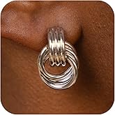 Shengkeao Gold Earrings for women Trendy - 14K Gold Plated Chunky Drop Dangle Knots Statement Earrings Hypoallergenic Lightweight Gold Jewelry Gifts