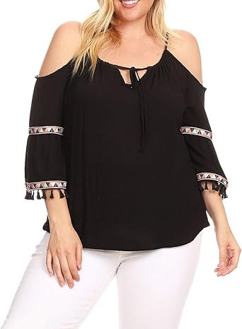 plus size black cold shoulder top