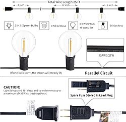 25Ft Globe LED String Lights, G40 Outdoor LED