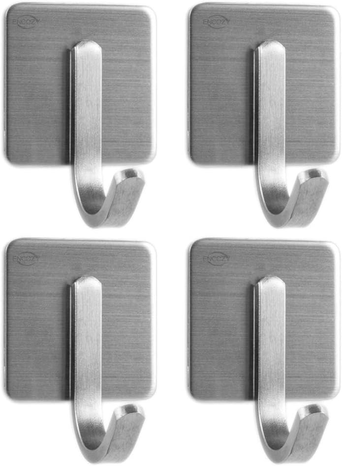 Encozy Bathroom Hooks Holder,3M Self Adhesive Stainless Steel Hooks
