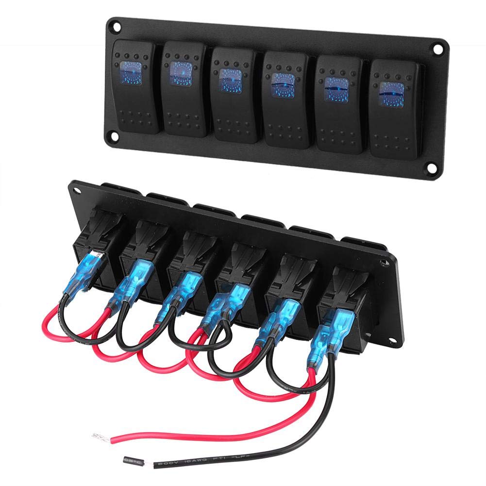 Marine Boat Rocker Switch Panel 12-24V 6 Gang Rocker Switch Panel Waterproof for Trailer Car RV Boat Yacht Marine(Orange)