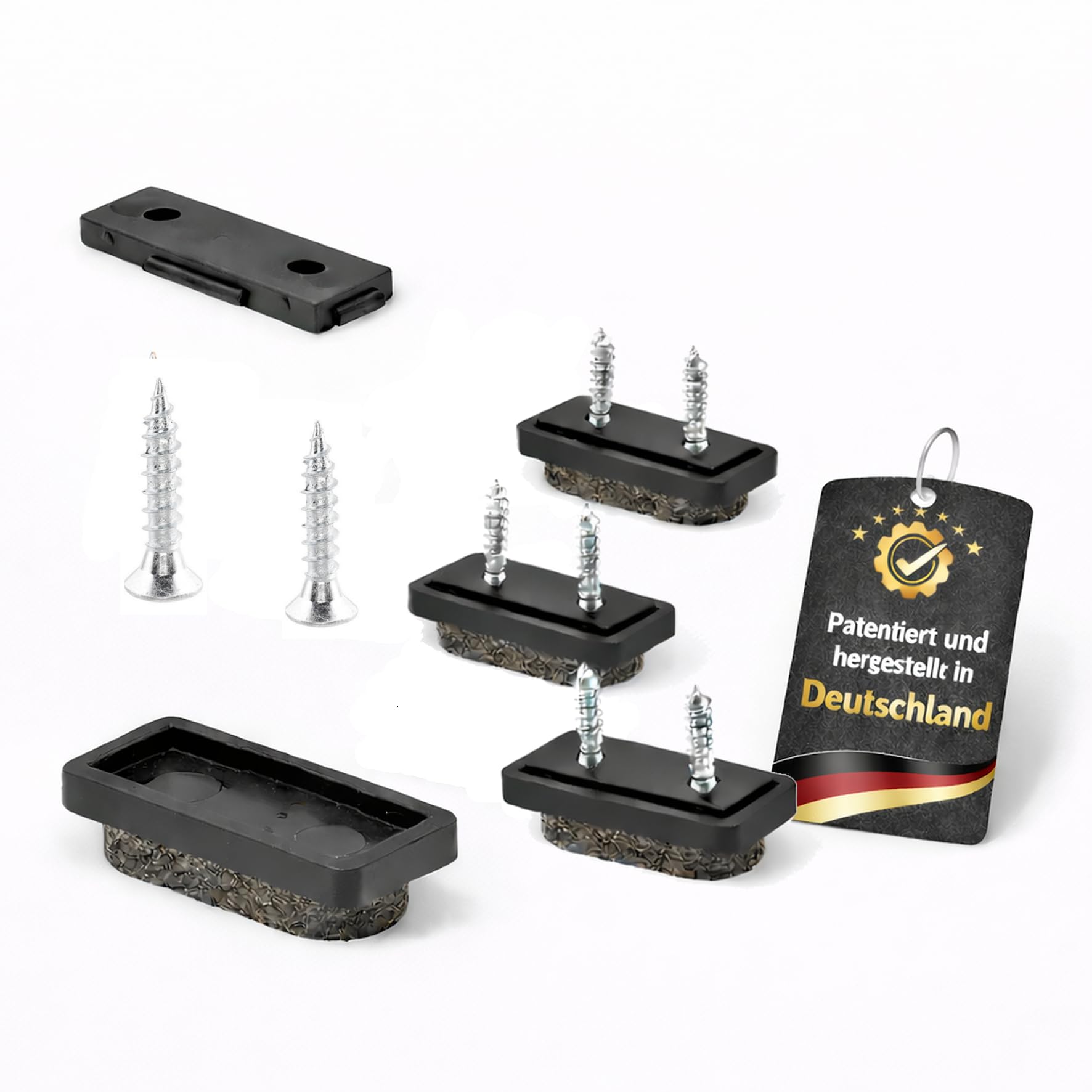 WAGNER QuickClick® Felt glides chair glides I 4pcs. set to screw on I 4x base + 8x screw + 4x glide insert interchangeable - wool felt ULTRASOFT - insert 32 x 15 mm - Made in Germany - 15782800