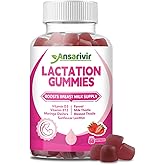 Lactation Supplement Gummies – Powered by Moringa, Fennel, Sunflower Lecithin, Milk Thistle, Blessed Thistle, Plus Vitamins D3 & B12 – 60 Gummies for Breastfeeding Support & Milk Supply Boost