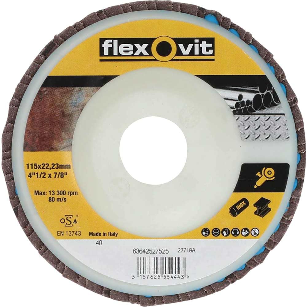 Flexovit Backed Sanding Discs - 115mm x 22mm - Med