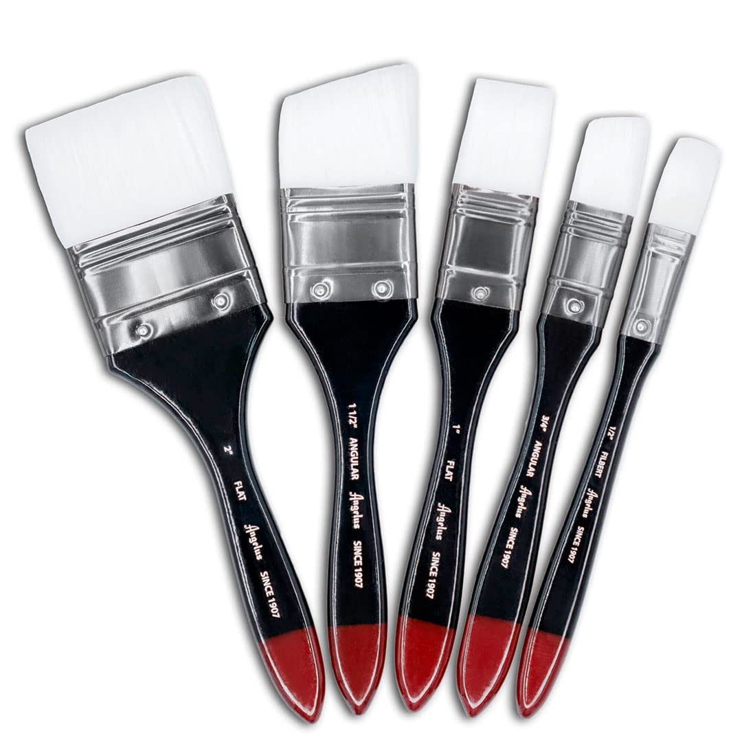 Angelus Large Paint Brush - Big Paint Brushes for Acrylic Painting, Giant Paintbrush for Oil Paint, Canvas, Murals, Sneakers, Crafts, (Set of 5)