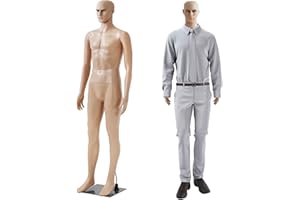 MKDLUFEI 73 Inch Male Mannequin Full Body with Metal Base, Adjustable Detachable Poseable for Retail Clothing Shops, Nude
