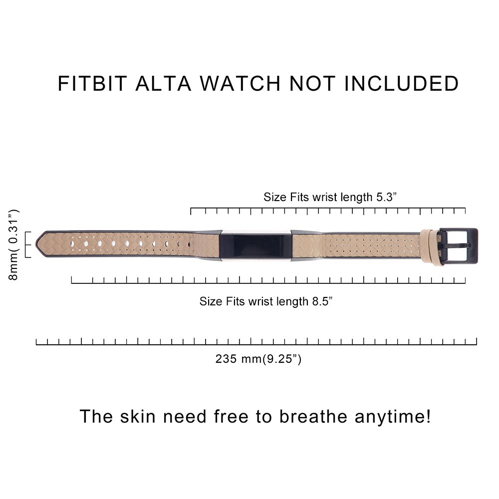 Fitbit Alta HR /Alta Bands for Men&Women, greatgo Replacement Leather TPU Wristbands Accessories Adjustable Sport Small Breathable Strap with Metal Buckle Clasp for Fitbit Alta Fitness Tracker (Grey)