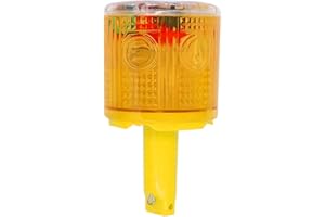 RISOON Solar Strobe Warning Light: IP54 Waterproof Flashing Safety Light High Bright LED Warning Lamp Traffic Light for Construction, Factory, Safety Road Sign, Dock Marine Beacon (Yellow-Column)