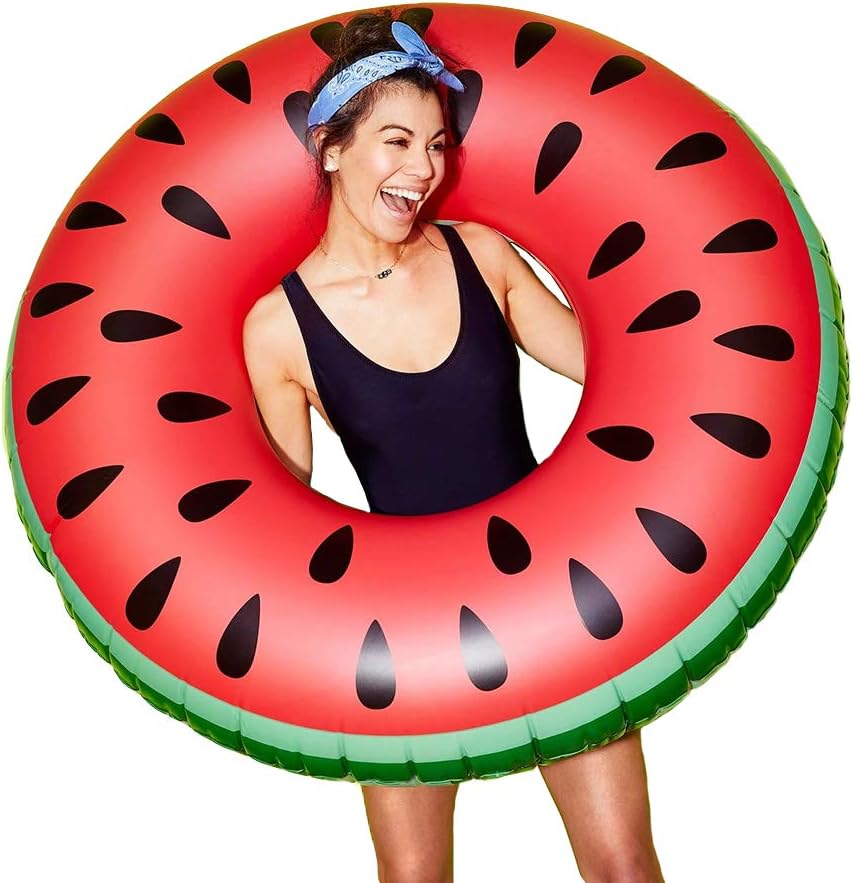 Inflatable Pool Float Tubes Swim Rings 4Feet Watermelon Pool Floats Tube Swim Toys Water Fun Party Toy for Adults
