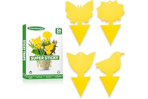 GREENKEEPER 36 Pcs Classic Sticky Traps for Fungus Gnat (Plants), Fruit Fly, Whitefly, and Fly, Yellow Sticky Insect Catcher Traps for Indoor/Outdoor, Kitchen, and Plants, High-End Glue, Non-Toxic, 4 Shapes