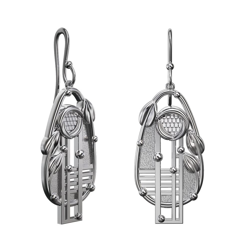 CAIRN 925 Sterling silver Charles Rennie Mackintosh earrings for women. Jewellery gift box included. Floral. 222