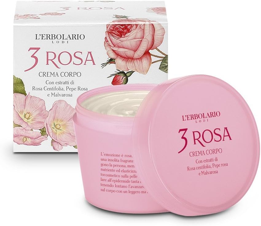 L'Erbolario 3 Rosa Body Cream 200 ml, pink, 200 ml (Pack of 1)