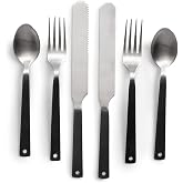 Barebones Flatware Silverware Set - Formal Polished Camping Utensils - Stainless Steel Cutlery Set of 6 - Camping Utensil Set with Forks, Knives, and Spoons (Silver)