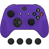 eXtremeRate PlayVital Soft Anti-Slip Purple Silicone Controller Cover Skins for Xbox One X/S Controller - Thumb Grips Caps Protective Case NOT Included