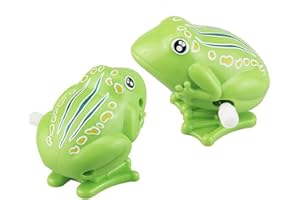 LHKJ 1 Pcs Cartoon Wind Up Frog, Plastic Clockwork Animal Walking Jumping Frog Toys for Kids