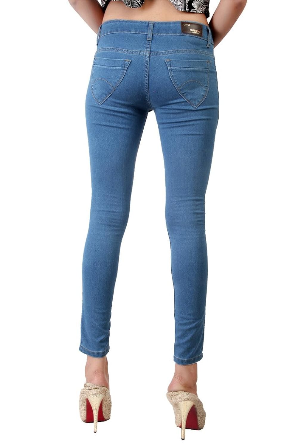 obeo's ankle fit stretchable silky denim for women