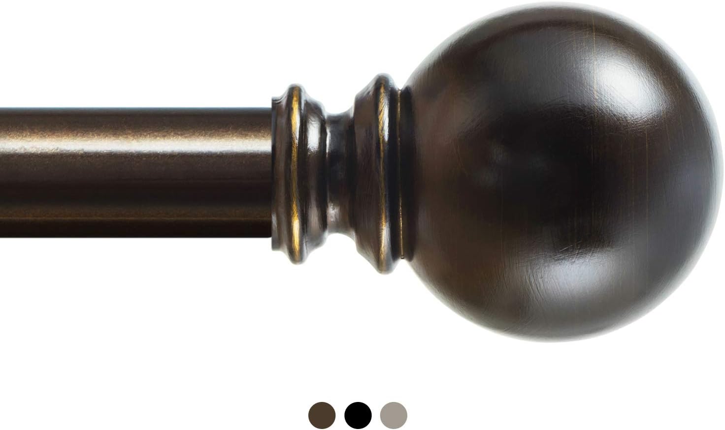 Kamanina 1 Inch Curtain Rod 36 72 Inches Round Finials Bronze