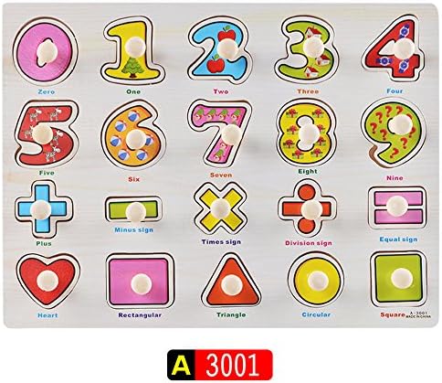 TINNZTES Kids Maths Shapes Color Early Learning Educational Toys with Baby Hand Grasp Puzzle Toy Knob Pegged Wooden Board Cognitive Jigsaw Puzzle Toy ( Numbers and shapes )