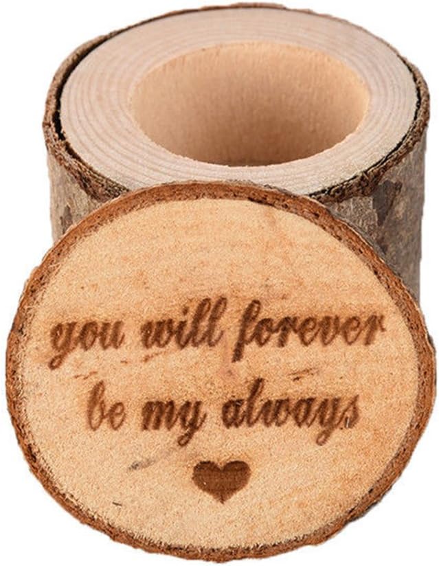 MOMOXYRustic Wedding Ring Box Engagement Ring Bearer Box Wooden Jewelry Accessories