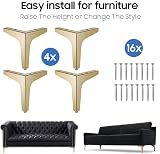 La Vane 6 Inch Diamond Triangle Gold Metal Furniture Legs Set of 4 view 6