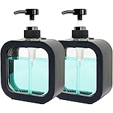 Hand Soap Dispenser for Bathroom, Modern Dish Soap Dispenser for Kitchen Sink, Liquid Soap Container with Pump, Clear Plastic Soap Pump Bottles (2 Packs,17oz, Black)