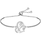 Fenthring Horse Bracelet Sterling Silver Heart Bracelets for Women Adjustable Animal Horse Themed lover Gifts Jewelry