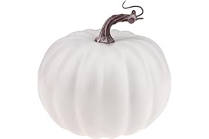 ZningEsxi 7 Inch White Artificial Pumpkin Fake Foam Lifelike Pumpkins Faux DIY Craft Halloween Fall Harvest Thanksgiving Wedding Party Paintable Table Centerpiece Decoration